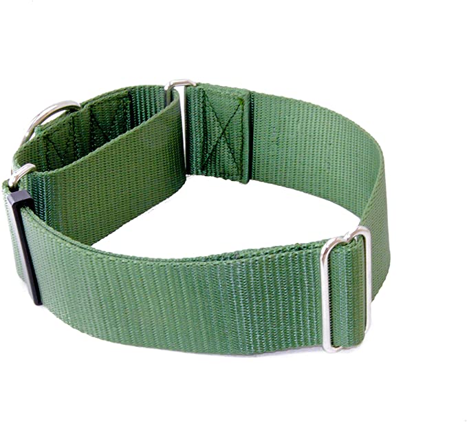 1 1/2 Inch Width Martingale Dog Collars - Heavy Duty Nylon (1.5" Width Dog Collars - Olive Drab