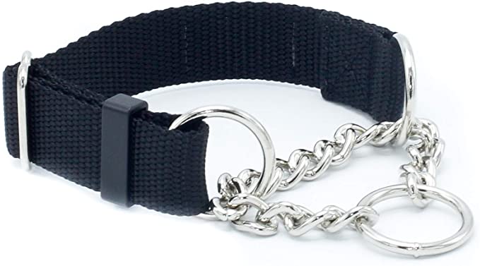 1 Inch Chain Martingale Dog Collar Heavy Duty Nylon 1" Width Half Check Dog Collar Half Chain Nylon Dog Collars