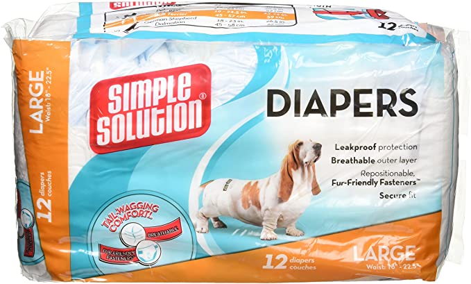 (3 Pack) Simple Solution Disposable Dog Diapers, 12 Count Each - Size Large