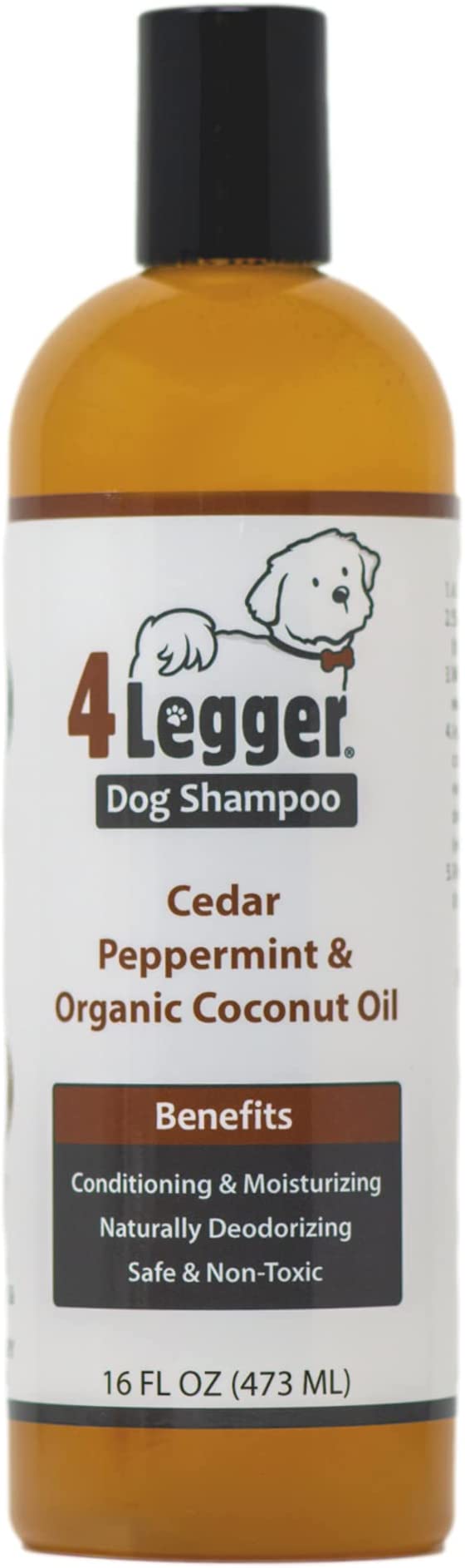 4Legger USDA Certified Organic Dog Shampoo and Conditioner - All Natural Dog Shampoo Eliminates Odor with Cedar Essential Oil, Coconut Oil, and Aloe for Soothing Relief of Itchy Skin - Made in USA