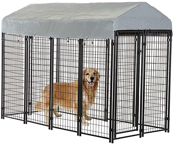 8'x4'x6' Outdoor Heavy Duty Playpen Dog Kennel w/Roof Water-Resistant Cover