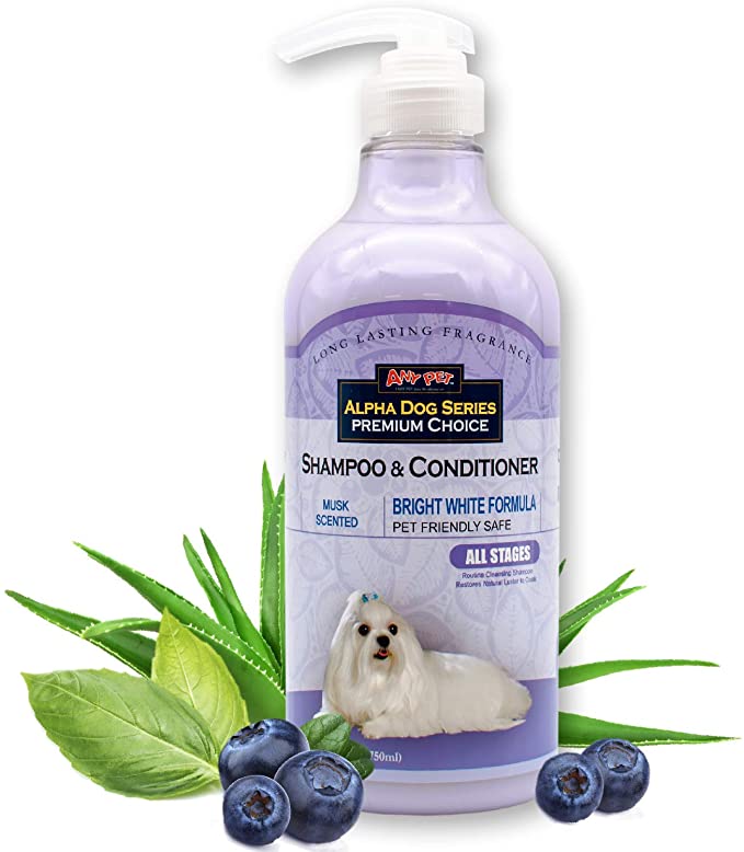 Alpha Dog Series Bright White Grooming Natural Dog Shampoo and Conditioner with Aloe Vera, pH balanced Shampoo for Dogs, Tear-Free, Moisturizing Dog Shampoo for Sensitive Skin - 26.4 Oz