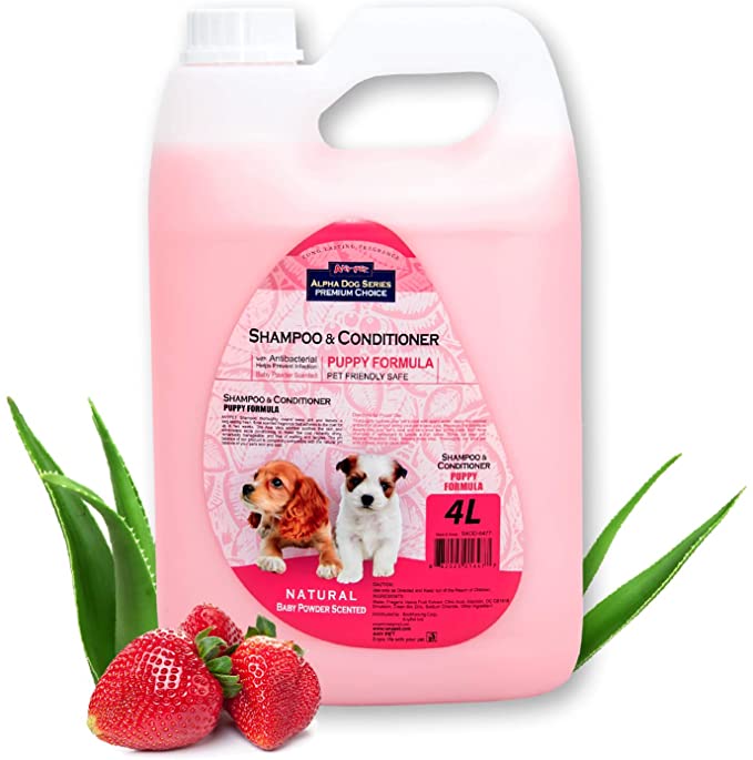 Alpha Dog Series Puppy Grooming Natural Dog Shampoo and Conditioner with Aloe Vera - Baby Powder