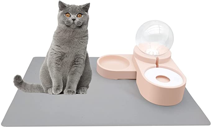 AMAN Life Cat & Dog Bowl / Auto Dog Waterer | Large Safe Silicone Dog Feeding Mat | 1.8L High Capacity | 2 in 1 Design (Pink