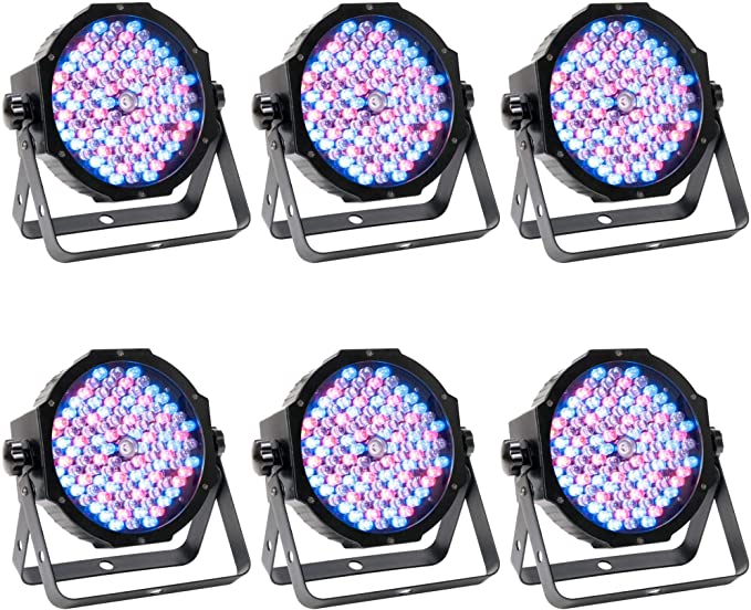 American DJ Mega Par Plus LED RGB+UV Slim Par Can Wash Effect Light (6 Pack)