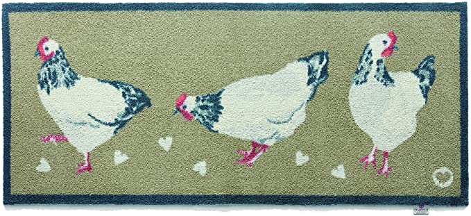 Animals Nature Pets Patterned Brown Green Blue Cream Runners Home Decor (Chicken 1)