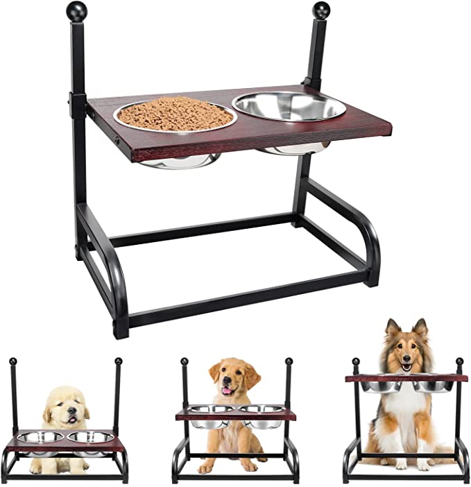Annecy Elevated Dog Bowls, Adjustable Heights Stainless Steel Frame Raise Pet Feeder for Dog