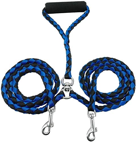 Atsti Large Dog Leash, for Two Dogs Nylon Entanglement Free Dual Pet Dog Double Leash Couplers