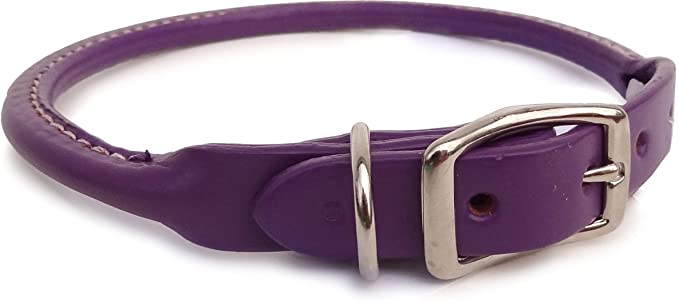 Auburn Leathercrafters Rolled Dog Collar - Purple - 26