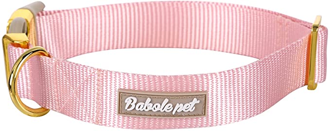 Babole Dog Collars with Safety Metal Buckle  Adjustable Soft Comfortable Nylon Pet Collars for Small Medium Large Dog