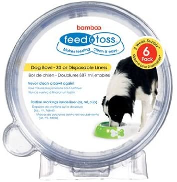 Bamboo Feed & Toss 30oz Disposable Dog Bowl Liners 6 Pack