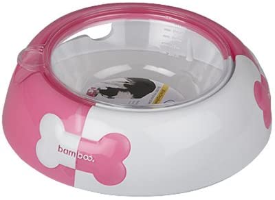 Bamboo Feed & Toss 30oz Pink Dog Bowl with 2 Disposable Liners