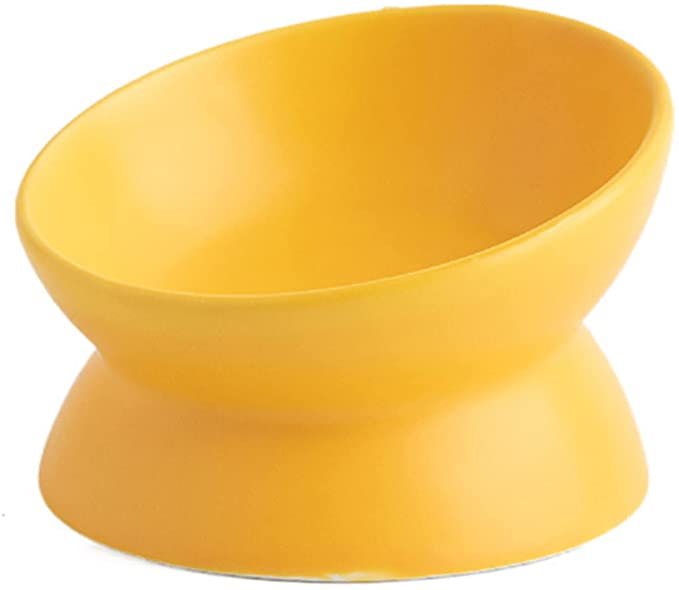 BAXIXINGYUNMU Tilted Bowl, Tilted Raised Posture Cat Food Bowl Neck Protection Anti Vomiting 15 Degree Elevated Slanted Stand Bowls for Cats Puppy