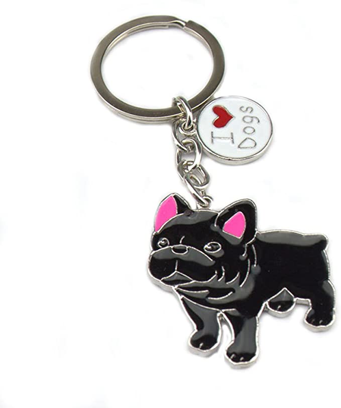 BBEART Dog Keychain Ring, Cool Cute Pet Dog Keyring Bag Charm Mini Metal Key Ring Keyfob