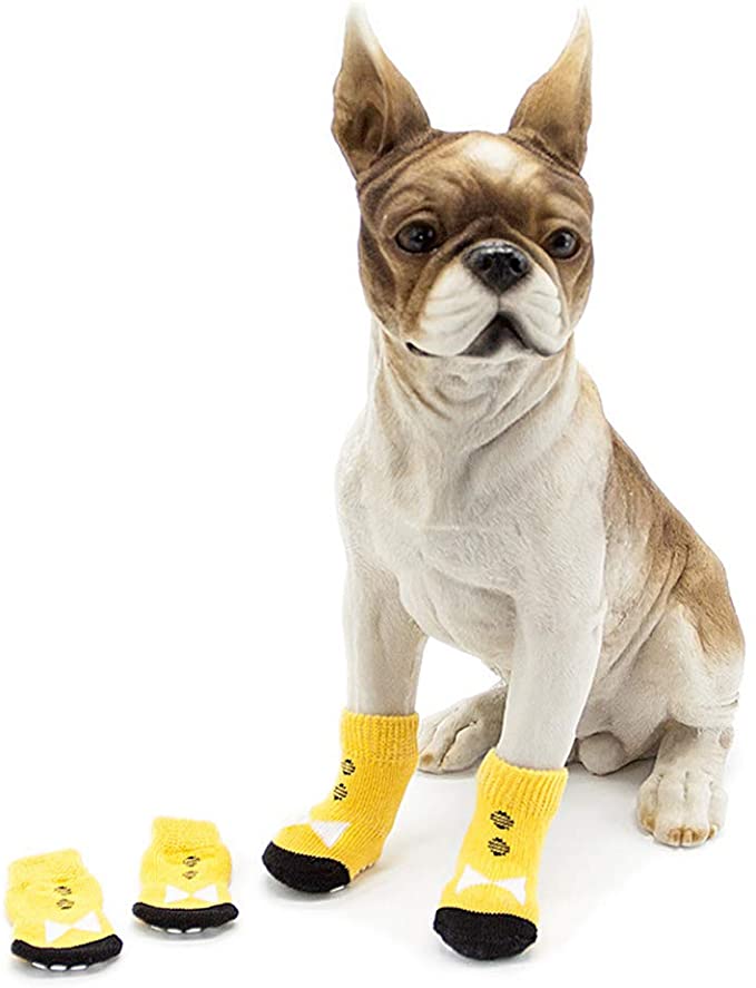BBEART Pet Socks, Dog Paw Protectors Anti-Slip Warm Soft Christmas Halloween Socks for Indoor 4PCS