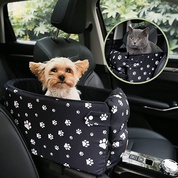 Beewarm Dog Car Seat Booster Car Dog Bed for Puppy Small Dogs - Lifetime Replacement - Fully Detachable with Storage Pocket and Clip-on Safety Leash