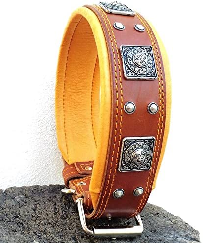 Bestia "EROS Brown Leather Dog Collar, Large Breeds, Cane Corso, Rottweiler