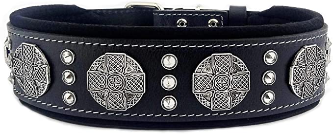 Bestia Maximus genuine leather dog collar, Large breeds, cane corso, Rottweiler, Boxer, Bullmastiff, Dogo, Quality dog collar, 100% leather, studded, M- XXL size, 2.5 inch wide. padded. Made in Europe