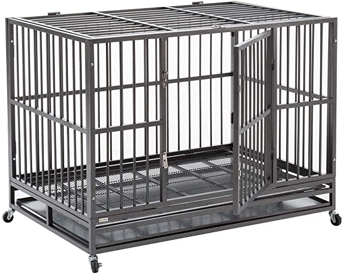 Bestmart INC Heavy Duty Dog Cage Crate Kennel Metal Pet Playpen Portable w/Tray - Silver 48"