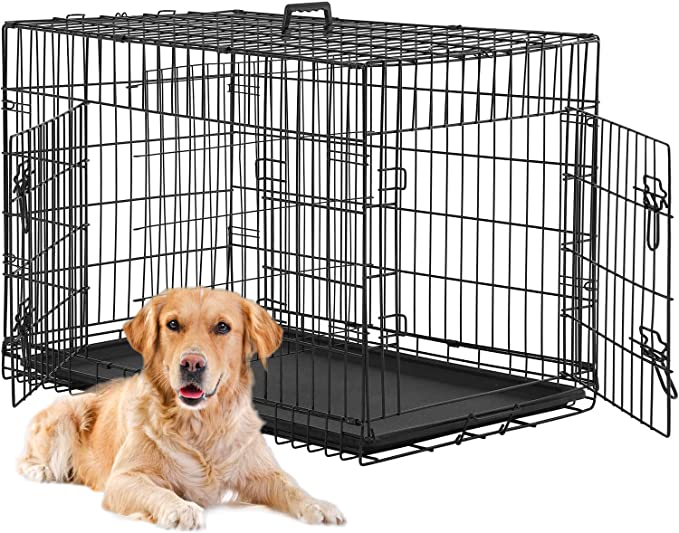 BestPet 24,30,36,42,48 Inch Dog Crates for Large Dogs Folding Mental Wire Crates Dog Kennels Outdoor and Indoor Pet Dog Cage Crate with Double-Door,Divider Panel, Removable Tray and Handle