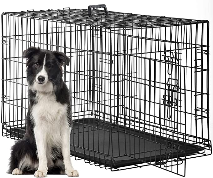 BestPet 24,30,36,42,48 Inch Dog Crates for Large Dogs Folding Mental Wire Crates Dog Kennels Outdoor and Indoor Pet Dog Cage Crate with Double-Door,Divider Panel, Removable Tray and Handle