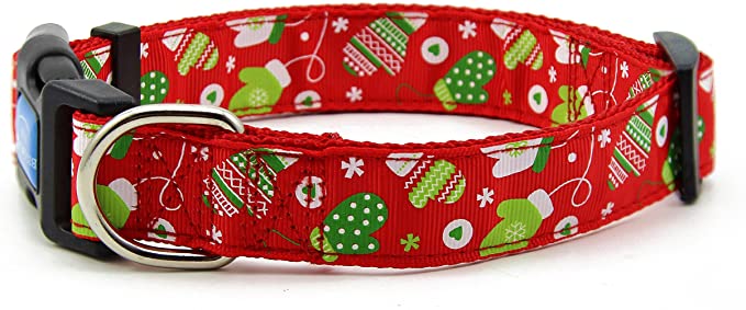 BIG SMILE PAW Nylon Dog Collar Adjustable,Christmas/Winter Theme
