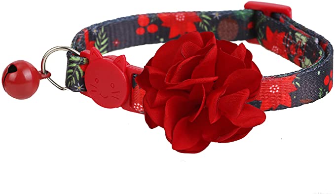 BoomBone Christmas Cat Collar Flower,Dog Collars Charms Pet Xmas Accessories