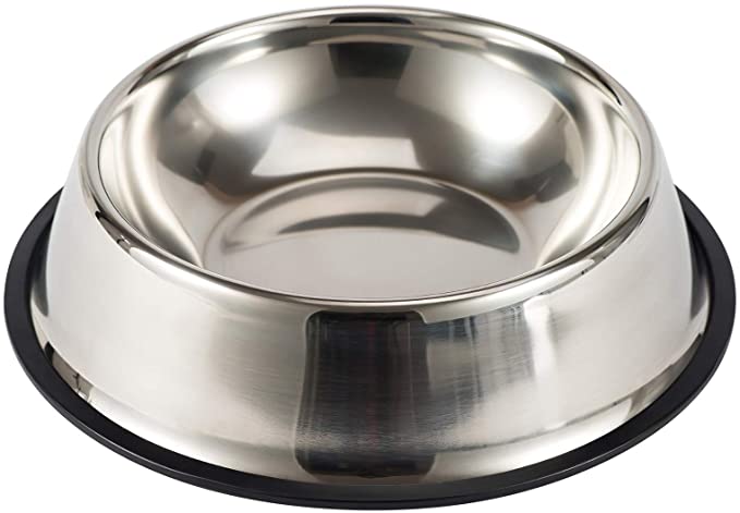 Bosose Paragon Stainless Steel Dog Bowl with Noise Reduction Non-Slip Rubber Base & Solid Durable Easy-Cleaning Anti-Rust Water and Food Feeder for Dogs and Cats