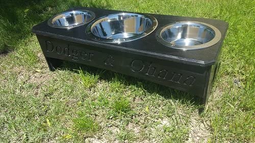 BOW WOW WOW DESIGNS 3 Bowl Dog Feeder 12 in