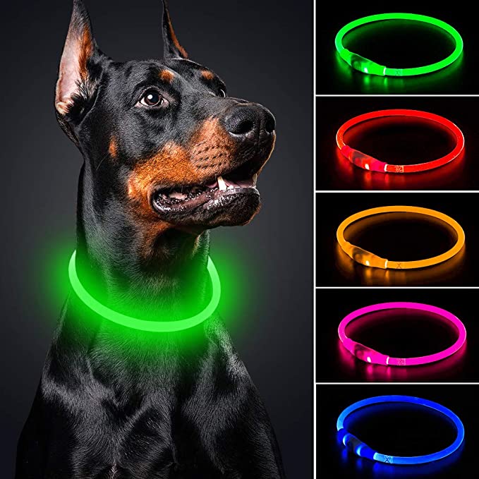 BSEEN LED Dog Collar - Cuttable Water Resistant Glowing Dog Collar Light Up
