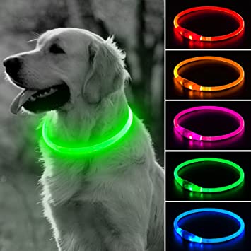 BSEEN LED Dog Collar Light - USB Rechargeable Light Up Puppy Collar, TPU Cuttable Glowing Dog Necklace for Small Medium Large Dogs