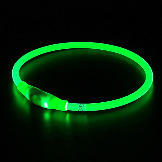 BSEEN LED Dog Collar, USB Rechargeable, Glowing pet Dog Collar for Night Safety - Neon Green