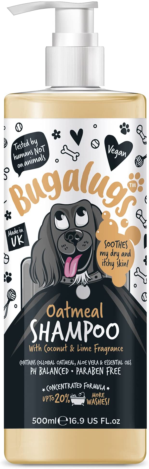 BUGALUGS Oatmeal & Aloe Vera Dog Shampoo Dog Grooming Shampoo Products for Smelly Dogs with Fragrance