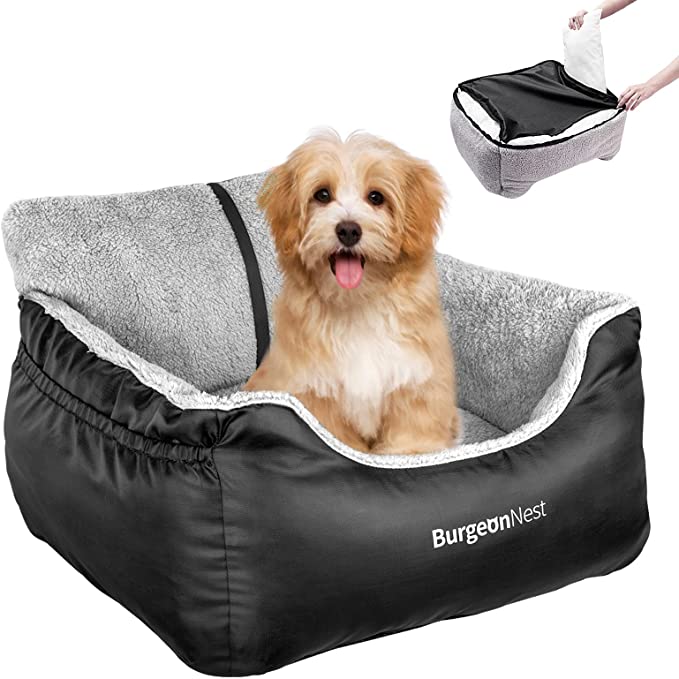 BurgeonNest Dog Car Seat for Small Dogs, Fully Detachable and Washable Dog Carseats Small Under 25