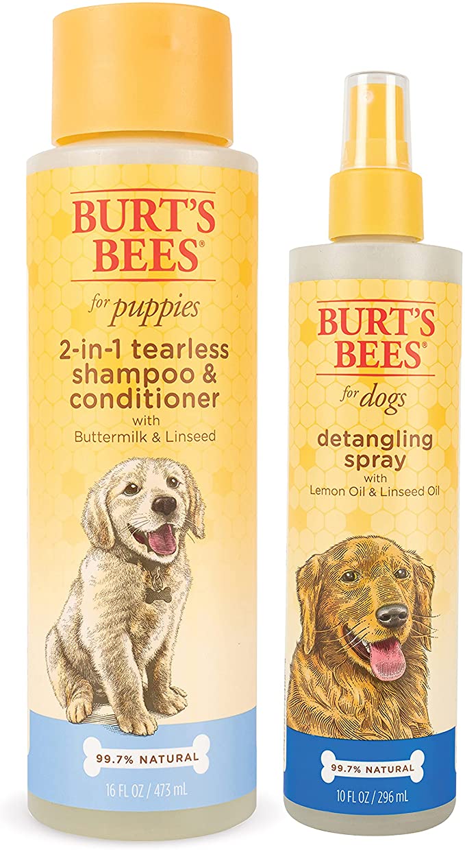 Burt's Bees for Dogs 2 in 1 Dog Shampoo & Conditioner, Puppy Supplies, Burts Bees Dog Grooming Supplies, Tearless Dog Shampoo Brush, Dog Wash, Burts Bees Pet Shampoo for Dogs, Dog Conditioner