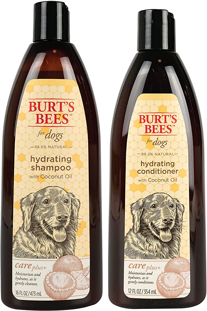 Burt's Bees for Dogs Care Plus+ Hydrating Shampoo and Conditioner with Coconut Oil - Dog Shampoo and Conditioner, Burts Bees Dog Shampoo, Burts Bees for Pets Dog Conditioner, Burts Bees Pet Wash