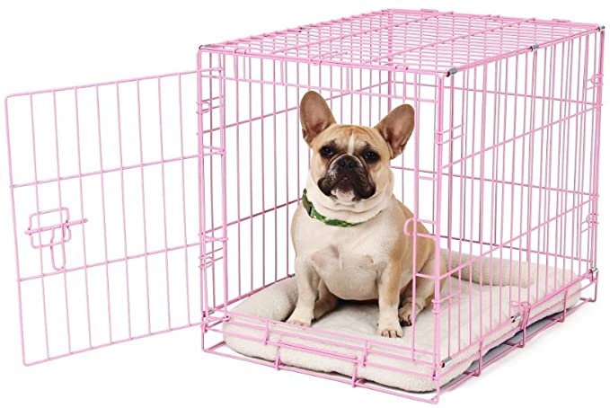 Carlson Pink Secure and Compact Single Door Metal Dog Crate