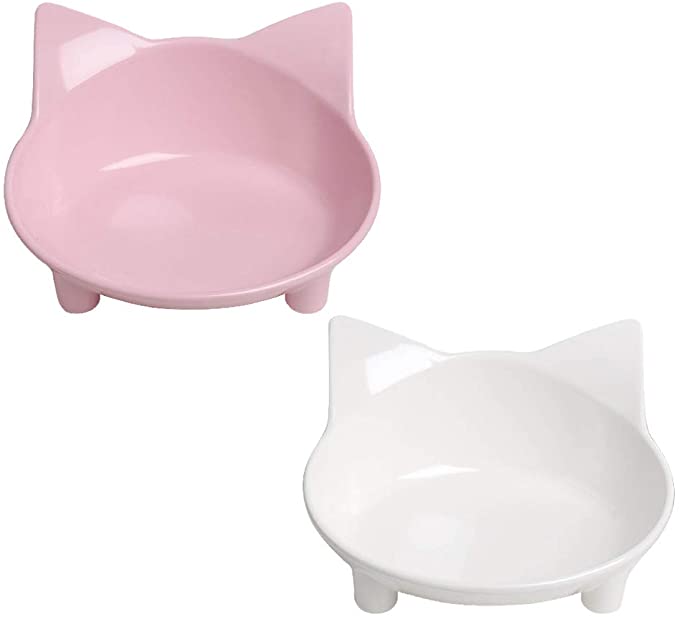 Cat Bowl Non Slip Cat Food Bowls,Pet Bowl Shallow Cat Water Bowl to Stress Relief of Whisker Fatigue