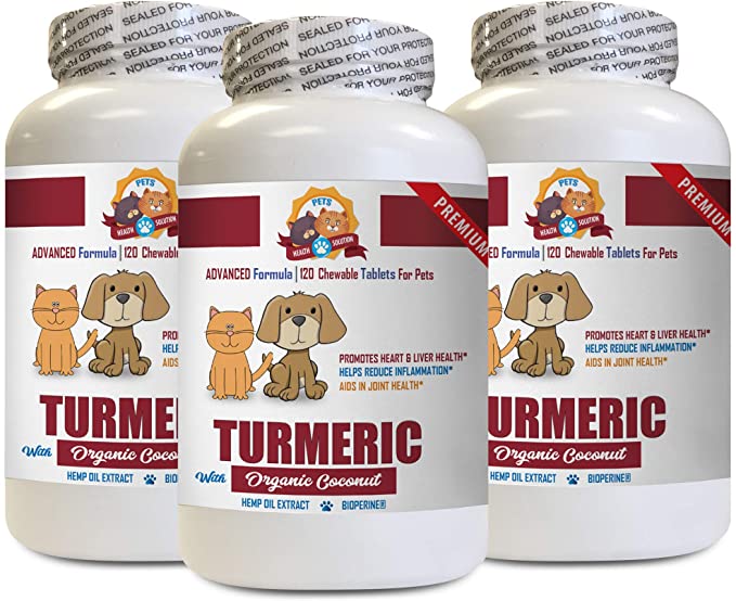 cat Skin Health - Pets Turmeric with Organic Coconut Oil - Dogs and Cats - Added Hemp Oil Extract - Powerful - Turmeric Supplements for Cats - 3 Bottles (360 Treats)