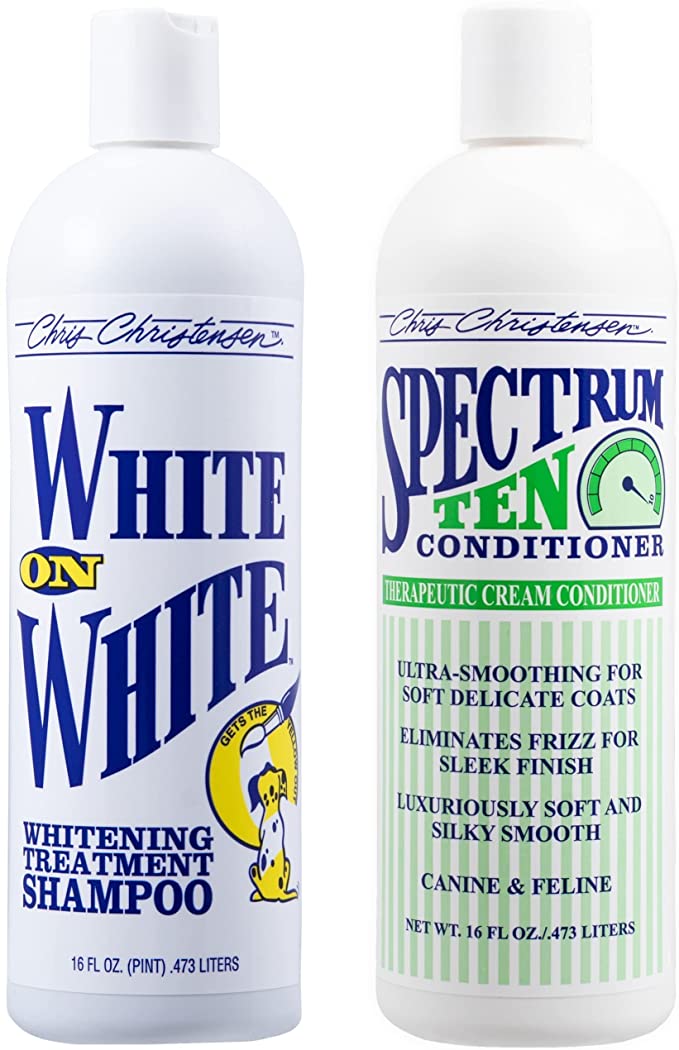 Chris Christensen Shampoo & Conditioner 16 oz Bundle, White on White Shampoo + Spectrum Ten Therapeutic Cream Conditioner