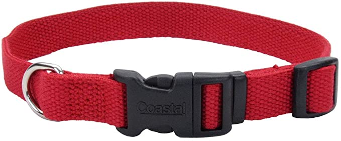 Coastal - New Earth Soy - Adjustable Dog Collar, Cranberry, 5/8" x 08"-12"