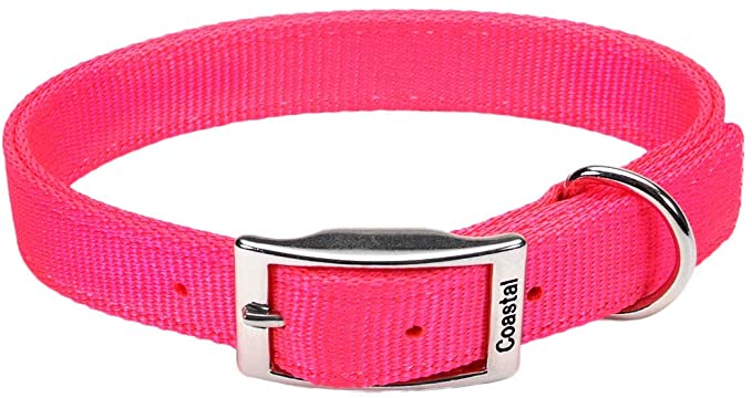 Coastal Pet Double Ply Dog Collar 1" Width by Adjustable Girth of 19" to 22", Neon Pink (1-Unit)