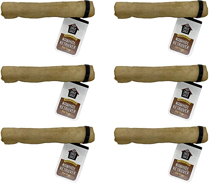 Cosmo's Snack Shack Peanut Butter Rawhide for Dogs Pack of 6 " USA Sourced Rawhide Peanut Butter Dog Treats