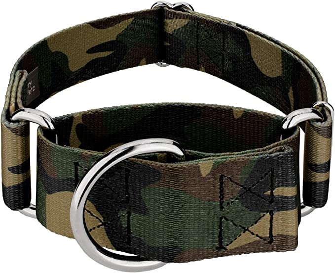 Country Brook Petz - 1 1/2 Inch Martingale Dog Collar - Military and Camo Collection