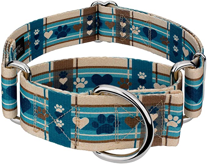 Country Brook Petz - 1 1/2 Inch Martingale Dog Collar - Plaid and Argyle Collection - Puppy Picnic