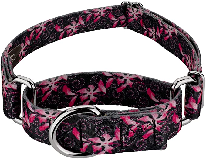 Country Brook Petz Martingale Dog Collar - Floral Collection with 8 Charming Designs - Pink Honeysuckle