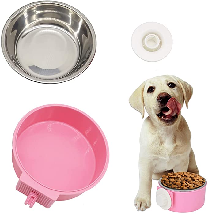 Crate Dog Bowl, Pet Crate Bowls, Dog Hanging Bowls, Cat Feeding Bowls, Removable Dog Bowl with Bolt Holder, for Crates Puppy Food Feeder Water Dish, Water Hanging Bowl for Dog Cat Bird Rabbit Hamster