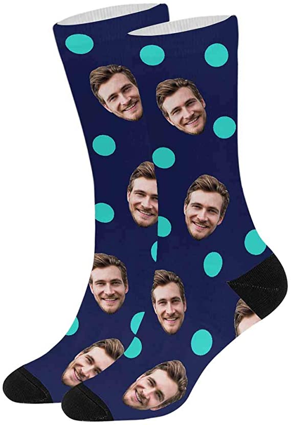 Custom Face Socks,Personalized Photo Socks, Upload Your Face on Socks for Men,Women Dots