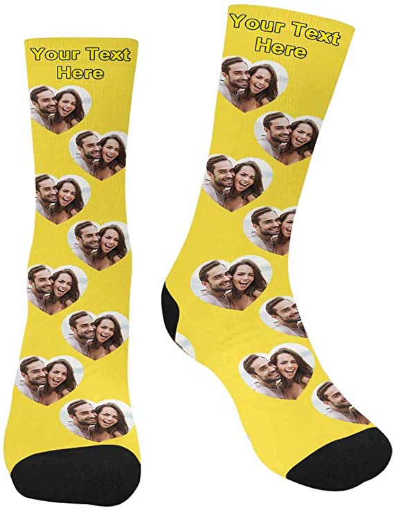 Customized Socks With Pictures Personalized Pet Socks Custom Face Socks Novelty Crew Socks for Sister Friend Black Text Socks