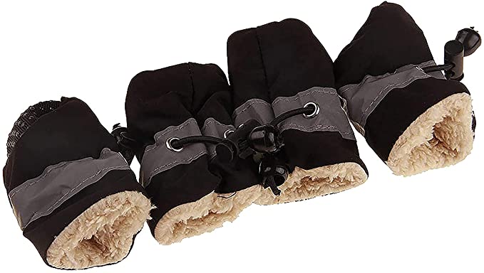 Cute Soft Anti-Slip Walking Shoes for Dog, Winter Thicken Fleece Drawstring Booties for Cats, Pets Socks for Indoor, Floor